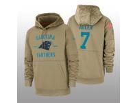 Men's 2019 Salute to Service Kyle Allen Panthers Tan Sideline Therma Hoodie Carolina Panthers