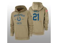 Men's 2019 Salute to Service Nyheim Hines Colts Tan Sideline Therma Hoodie Indianapolis Colts