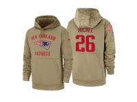 Men's 2019 Salute to Service Sony Michel Patriots Tan Sideline Therma Hoodie New England Patriots