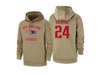 Men's 2019 Salute to Service Stephon Gilmore Patriots Tan Sideline Therma Hoodie New England Patriots