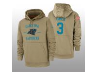 Men's 2019 Salute to Service Will Grier Panthers Tan Sideline Therma Hoodie Carolina Panthers