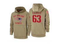 Men's 2019 Salute to Service Yodny Cajuste Patriots Tan Sideline Therma Hoodie New England Patriots