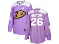 Men's Adidas Anaheim Ducks #26 Brandon Montour Authentic Purple Fights Cancer Practice NHL Jersey