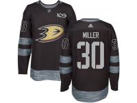 Men's Adidas Anaheim Ducks #30 Ryan Miller Authentic Black 1917-2017 100th Anniversary NHL Jersey
