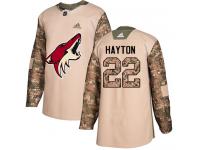 Men's Adidas Barrett Hayton Authentic Camo NHL Jersey Arizona Coyotes #22 Veterans Day Practice