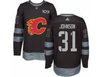 Men's Adidas Calgary Flames #31 Chad Johnson Premier Black 1917-2017 100th Anniversary NHL Jersey