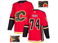 Men's Adidas Calgary Flames #74 Daniel Pribyl Red Authentic Fashion Gold NHL Jersey