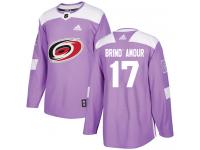 Men's Adidas Carolina Hurricanes #17 Rod Brind'Amour Purple Authentic Fights Cancer Practice NHL Jersey