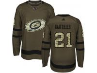Men's Adidas Carolina Hurricanes #21 Julien Gauthier Green Authentic Salute to Service NHL Jersey