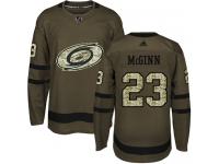 Men's Adidas Carolina Hurricanes #23 Brock McGinn Green Authentic Salute to Service NHL Jersey