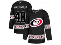 Men's Adidas Carolina Hurricanes #48 Jordan Martinook Black Authentic Team Logo Fashion NHL Jersey