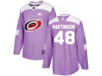 Men's Adidas Carolina Hurricanes #48 Jordan Martinook Purple Authentic Fights Cancer Practice NHL Jersey