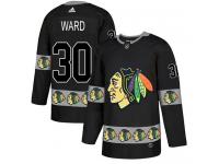 Men's Adidas Chicago Blackhawks #30 Cam Ward Black Authentic Team Logo Fashion NHL Jersey