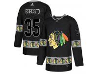 Men's Adidas Chicago Blackhawks #35 Tony Esposito Black Authentic Team Logo Fashion NHL Jersey