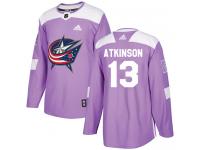 Men's Adidas Columbus Blue Jackets #13 Cam Atkinson Purple Authentic Fights Cancer Practice NHL Jersey