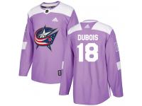Men's Adidas Columbus Blue Jackets #18 Pierre-Luc Dubois Purple Authentic Fights Cancer Practice NHL Jersey