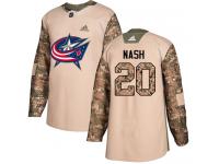 Men's Adidas Columbus Blue Jackets #20 Riley Nash Camo Authentic Veterans Day Practice NHL Jersey