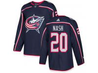 Men's Adidas Columbus Blue Jackets #20 Riley Nash Navy Blue Home Authentic NHL Jersey