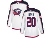 Men's Adidas Columbus Blue Jackets #20 Riley Nash White Away Authentic NHL Jersey