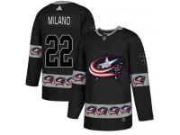 Men's Adidas Columbus Blue Jackets #22 Sonny Milano Black Authentic Team Logo Fashion NHL Jersey