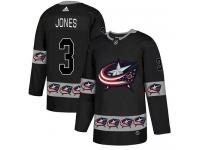 Men's Adidas Columbus Blue Jackets #3 Seth Jones Black Authentic Team Logo Fashion NHL Jersey