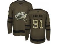 Men's Adidas Columbus Blue Jackets #91 Anthony Duclair Green Authentic Salute to Service NHL Jersey