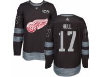 Men's Adidas Detroit Red Wings #17 Brett Hull Premier Black 1917-2017 100th Anniversary NHL Jersey