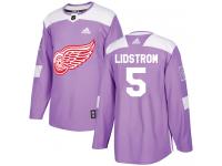 Men's Adidas Detroit Red Wings #5 Nicklas Lidstrom Authentic Purple Fights Cancer Practice NHL Jersey