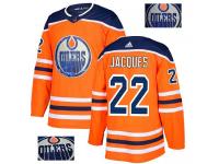 Men's Adidas Edmonton Oilers #22 Jean-Francois Jacques Orange Authentic Fashion Gold NHL Jersey