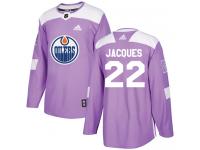 Men's Adidas Edmonton Oilers #22 Jean-Francois Jacques Purple Authentic Fights Cancer Practice NHL Jersey