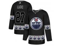Men's Adidas Edmonton Oilers #27 Milan Lucic Black Authentic Team Logo Fashion NHL Jersey