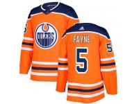 Men's Adidas Edmonton Oilers #5 Mark Fayne Orange Home Authentic NHL Jersey