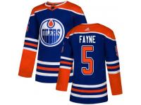 Men's Adidas Edmonton Oilers #5 Mark Fayne Royal Blue Alternate Authentic NHL Jersey