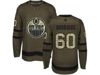 Men's Adidas Edmonton Oilers #60 Olivier Rodrigue Green Authentic Salute to Service NHL Jersey