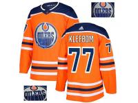 Men's Adidas Edmonton Oilers #77 Oscar Klefbom Orange Authentic Fashion Gold NHL Jersey