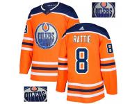 Men's Adidas Edmonton Oilers #8 Ty Rattie Orange Authentic Fashion Gold NHL Jersey