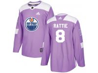 Men's Adidas Edmonton Oilers #8 Ty Rattie Purple Authentic Fights Cancer Practice NHL Jersey
