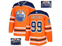 Men's Adidas Edmonton Oilers #99 Wayne Gretzky Orange Authentic Fashion Gold NHL Jersey