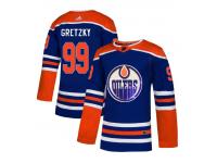Men's Adidas Edmonton Oilers Wayne Gretzky Royal Blue Authentic Fashion Gold NHL Jersey