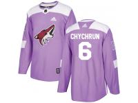 Men's Adidas Jakob Chychrun Authentic Purple NHL Jersey Arizona Coyotes #6 Fights Cancer Practice