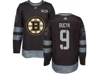 Men's Adidas Johnny Bucyk Authentic Black NHL Jersey Boston Bruins #9 1917-2017 100th Anniversary
