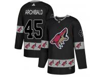 Men's Adidas Josh Archibald Authentic Black NHL Jersey Arizona Coyotes #45 Team Logo Fashion