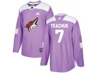 Men's Adidas Keith Tkachuk Authentic Purple NHL Jersey Arizona Coyotes #7 Fights Cancer Practice
