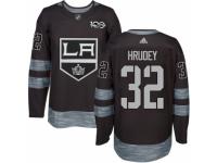Men's Adidas Los Angeles Kings #32 Kelly Hrudey Premier Black 1917-2017 100th Anniversary NHL Jersey