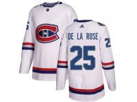 Men's Adidas Montreal Canadiens #25 Jacob de la Rose Authentic White 2017 100 Classic NHL Jersey
