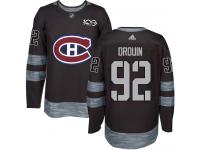 Men's Adidas Montreal Canadiens #92 Jonathan Drouin Authentic Black 1917-2017 100th Anniversary NHL Jersey
