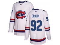 Men's Adidas Montreal Canadiens #92 Jonathan Drouin Authentic White 2017 100 Classic NHL Jersey