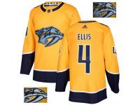 Men's Adidas Nashville Predators #4 Ryan Ellis Gold Authentic Fashion Gold NHL Jersey