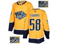 Men's Adidas Nashville Predators #58 Dante Fabbro Gold Authentic Fashion Gold NHL Jersey