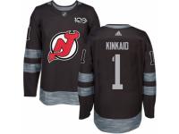 Men's Adidas New Jersey Devils #1 Keith Kinkaid Premier Black 1917-2017 100th Anniversary NHL Jersey